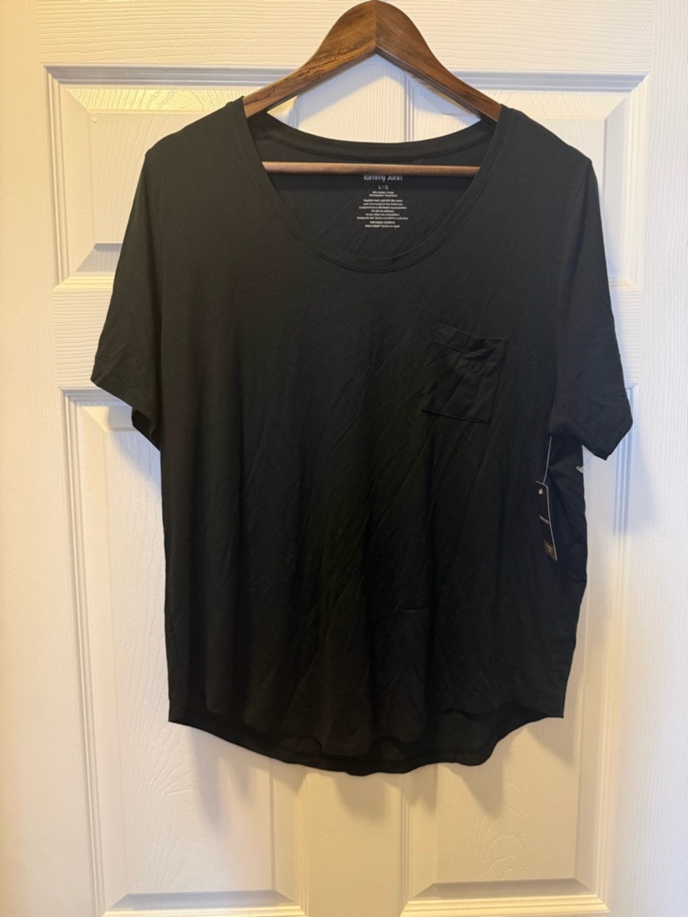 Tommy John Women's Black Pocket Short Sleeve sleep  Tee NWT